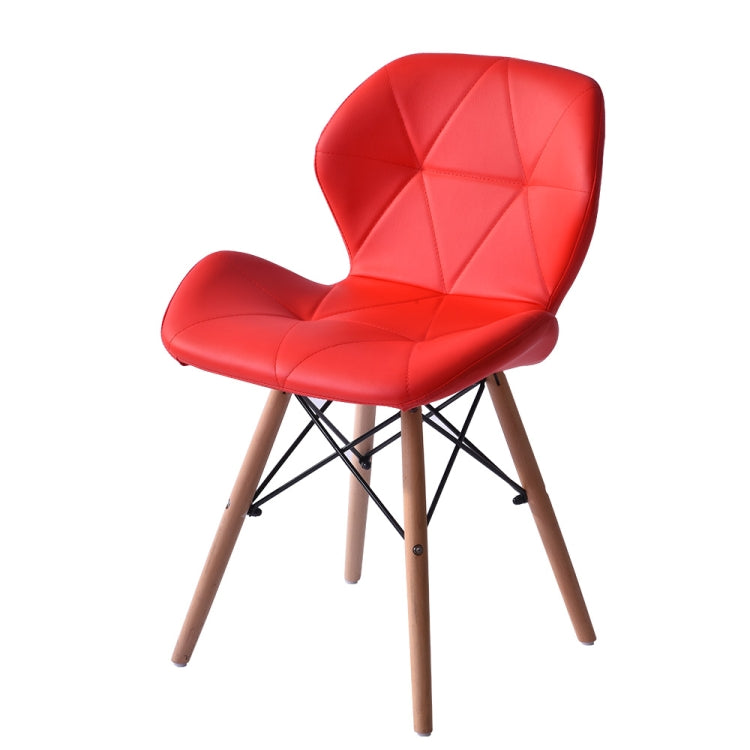 [JPN Warehouse] Shell-shape Triangle Pattern PU Leather Dining Chairs with Natural Wooden Feet, Size: 71 x 49 x 37.5cm
