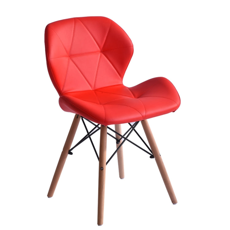 [JPN Warehouse] Shell-shape Triangle Pattern PU Leather Dining Chairs with Natural Wooden Feet, Size: 71 x 49 x 37.5cm
