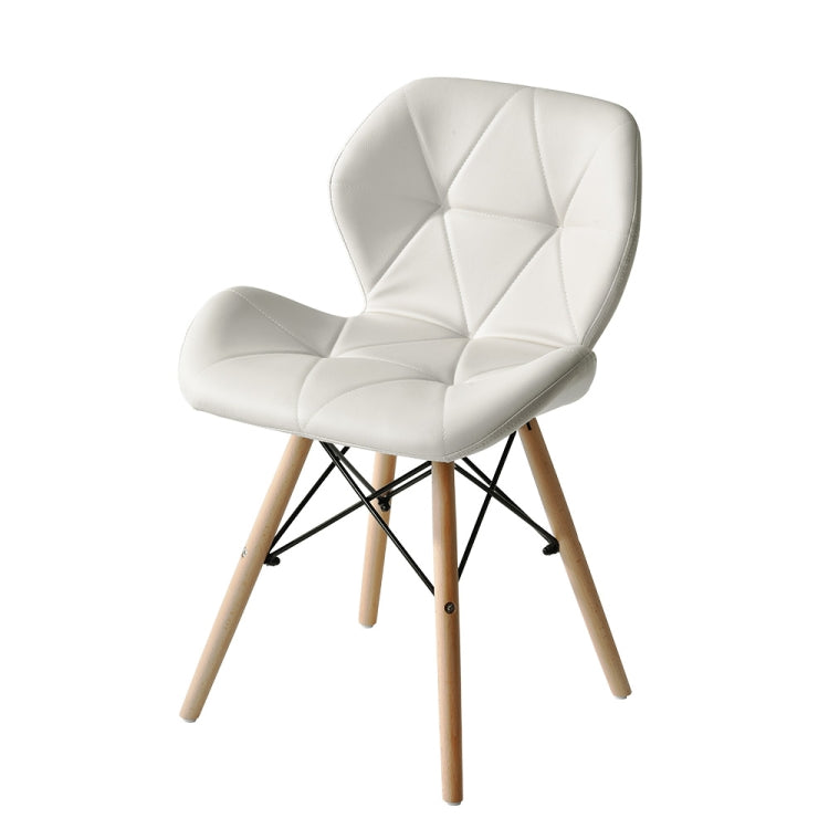 [JPN Warehouse] Shell-shape Triangle Pattern PU Leather Dining Chairs with Natural Wooden Feet, Size: 71 x 49 x 37.5cm