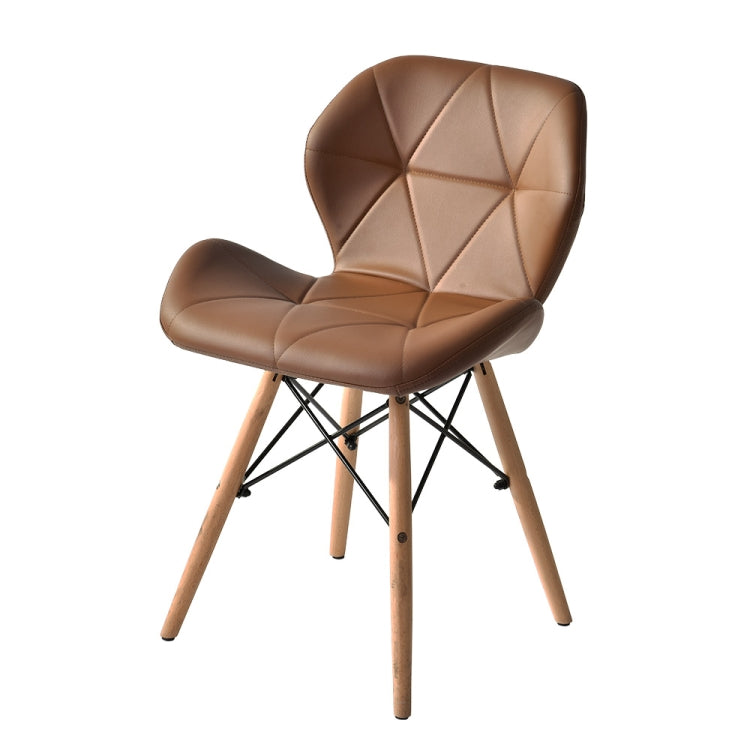 [JPN Warehouse] Shell-shape Triangle Pattern PU Leather Dining Chairs with Natural Wooden Feet, Size: 71 x 49 x 37.5cm