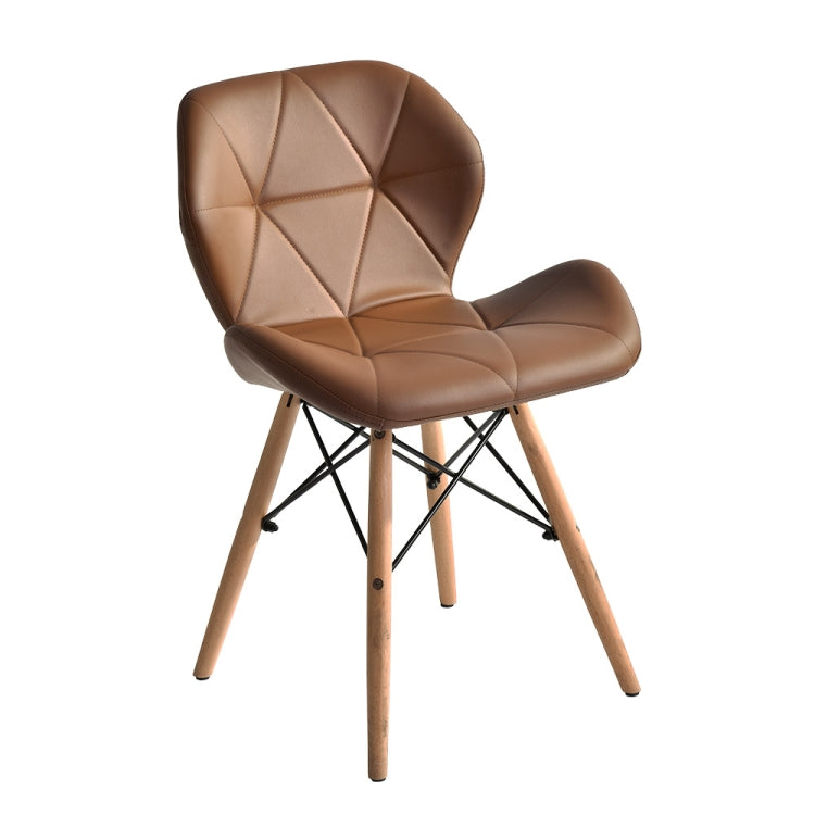 [JPN Warehouse] Shell-shape Triangle Pattern PU Leather Dining Chairs with Natural Wooden Feet, Size: 71 x 49 x 37.5cm
