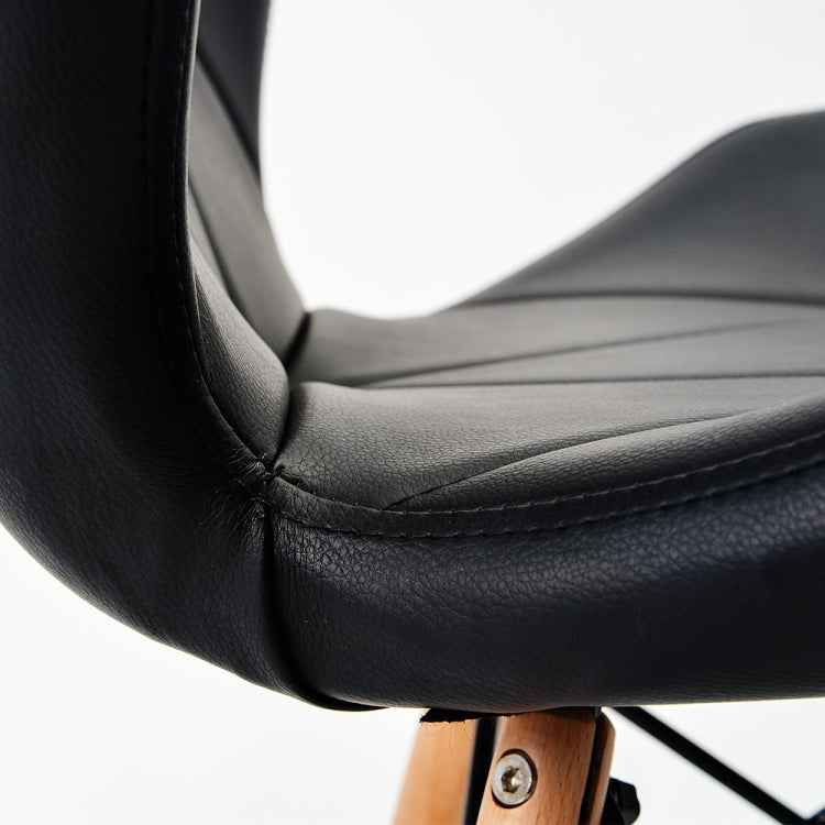 [JPN Warehouse] Shell-shape Triangle Pattern PU Leather Dining Chairs with Natural Wooden Feet, Size: 71 x 49 x 37.5cm