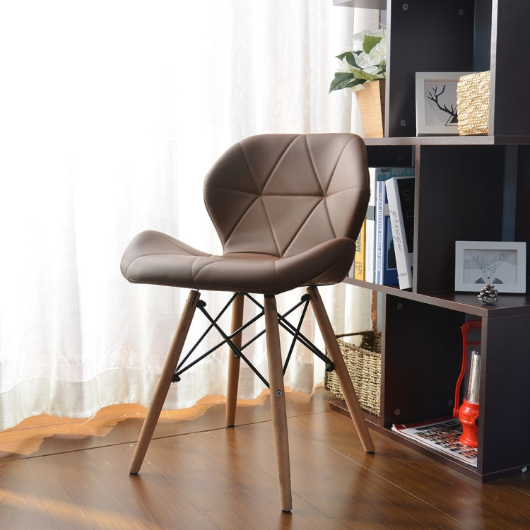 [JPN Warehouse] Shell-shape Triangle Pattern PU Leather Dining Chairs with Natural Wooden Feet, Size: 71 x 49 x 37.5cm