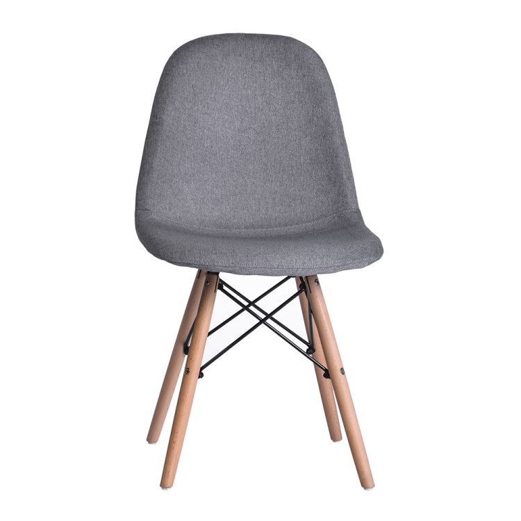 [JPN Warehouse] Shell-shaped Fabric Dining Chairs with Natural Wooden Feet, Size: 81 x 54 x 41cm(Grey)