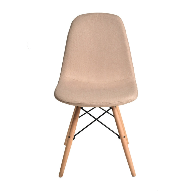 [JPN Warehouse] Shell-shaped Fabric Dining Chairs with Natural Wooden Feet, Size: 81 x 54 x 41cm (Beige)