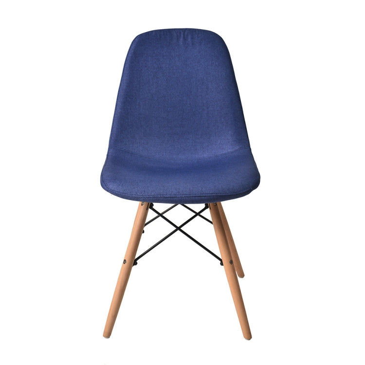 [JPN Warehouse] Shell-shaped Fabric Dining Chairs with Natural Wooden Feet, Size: 81 x 54 x 41cm (Navy Blue)