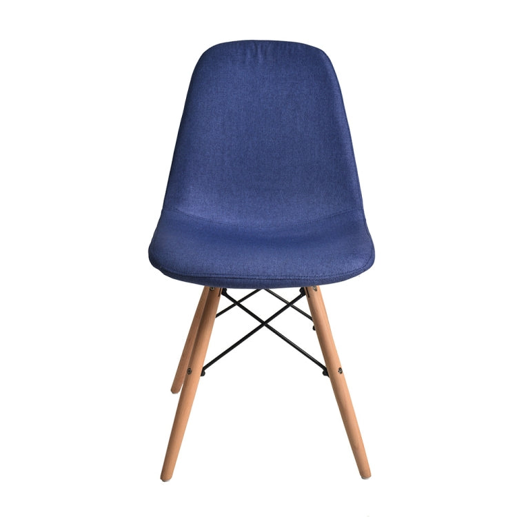 [JPN Warehouse] Shell-shaped Fabric Dining Chairs with Natural Wooden Feet, Size: 81 x 54 x 41cm (Navy Blue)