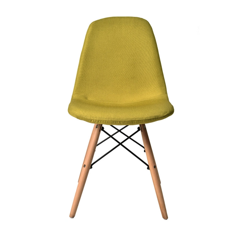 [JPN Warehouse] Shell-shaped Fabric Dining Chairs with Natural Wooden Feet, Size: 81 x 54 x 41cm (Green)