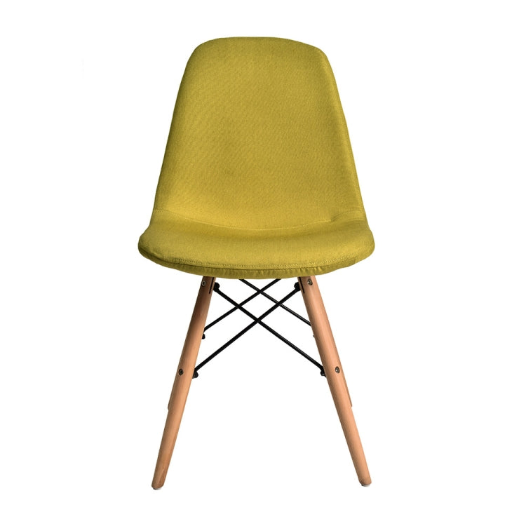 [JPN Warehouse] Shell-shaped Fabric Dining Chairs with Natural Wooden Feet, Size: 81 x 54 x 41cm (Green)