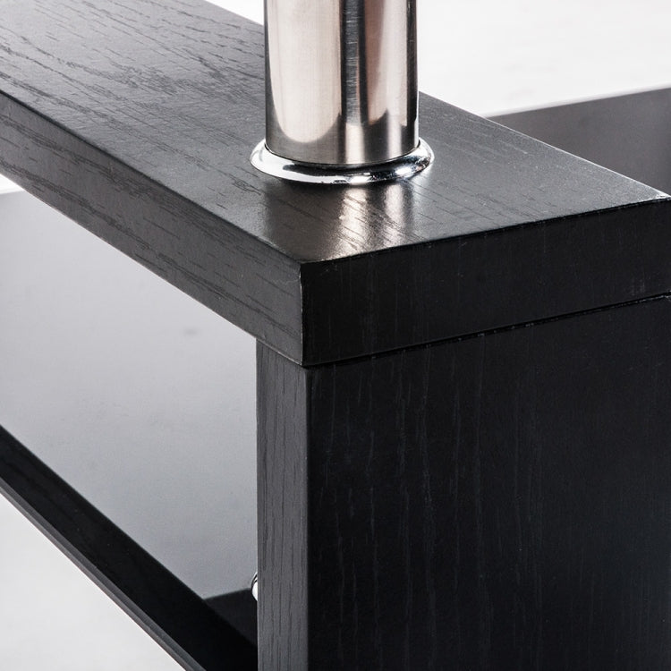 [JPN Warehouse] Rectangle Glass Table Low Table with Storage Function, Size: 88 x 48 x (42-43)cm (Transparent + Black)
