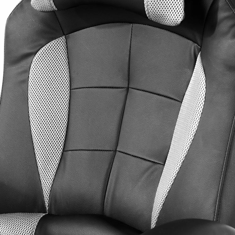 [JPN Warehouse] High-back Mesh PU Leather Office Chairs Swivel Lift Chairs with Armrests & Casters & Headrest, Seat Size: 53 x 47 x 8.5cm, Height Range: 112-119cm(White)