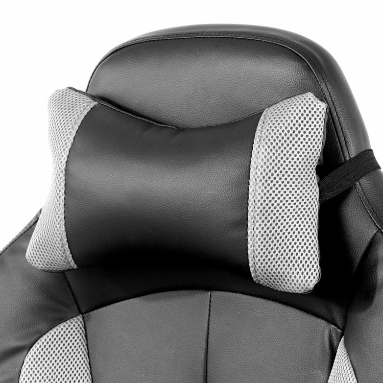 [JPN Warehouse] High-back Mesh PU Leather Office Chairs Swivel Lift Chairs with Armrests & Casters & Headrest, Seat Size: 53 x 47 x 8.5cm, Height Range: 112-119cm(White)