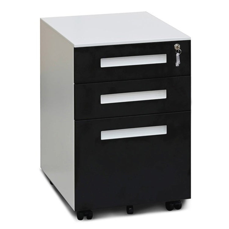 [JPN Warehouse] Mobile Multifunctional File Organizing Drawer Cabinet with Lock, Size: 60 x 45 x 39cm (White + Black)
