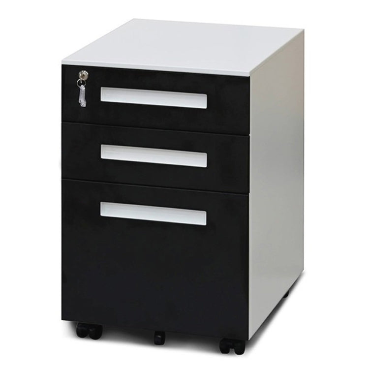 [JPN Warehouse] Mobile Multifunctional File Organizing Drawer Cabinet with Lock, Size: 60 x 45 x 39cm (White + Black)