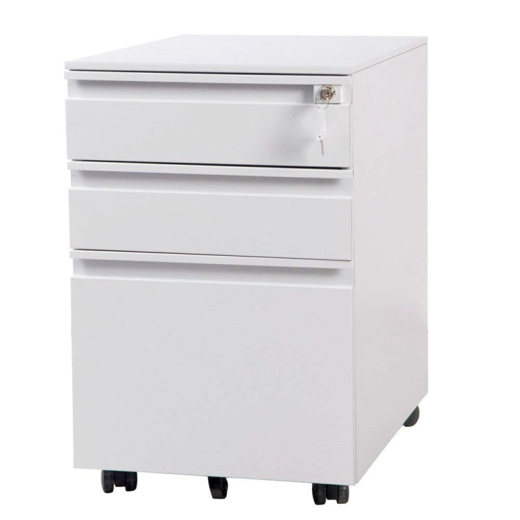 [JPN Warehouse] Mobile Multifunctional File Organizing Drawer Cabinet with Lock, Size: 60 x 45 x 39cm(White)