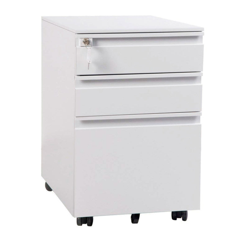 [JPN Warehouse] Mobile Multifunctional File Organizing Drawer Cabinet with Lock, Size: 60 x 45 x 39cm(White)