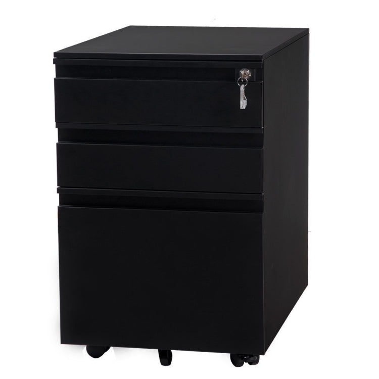 [JPN Warehouse] Mobile Multifunctional File Organizing Drawer Cabinet with Lock, Size: 60 x 45 x 39cm(Black)