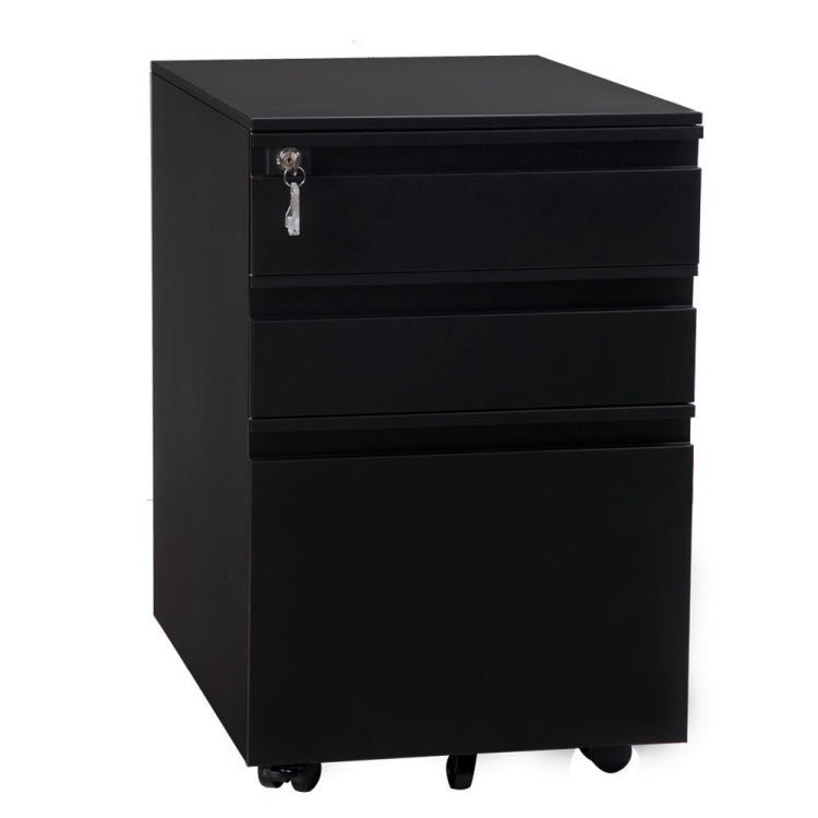 [JPN Warehouse] Mobile Multifunctional File Organizing Drawer Cabinet with Lock, Size: 60 x 45 x 39cm(Black)