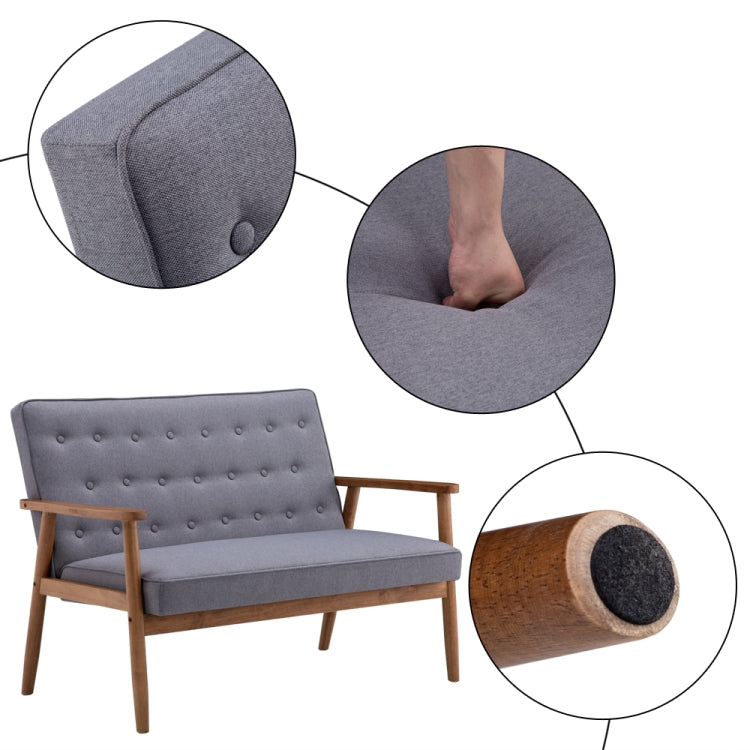 [US Warehouse] Modern Retro Wooden Feet Fabric Leisure Chairs Double Sofa Chairs with Armrests, Size: 126 x 83.5 x 74.9cm