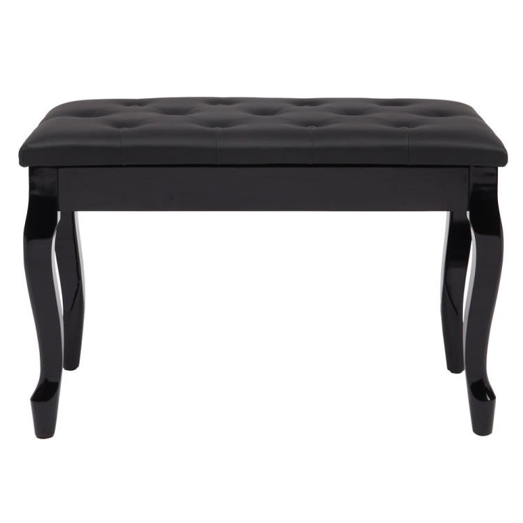 [US Warehouse] Curved Leg PU Leather Double Piano Stool with Bookcase, Size: 74.9 x 48 x 35cm