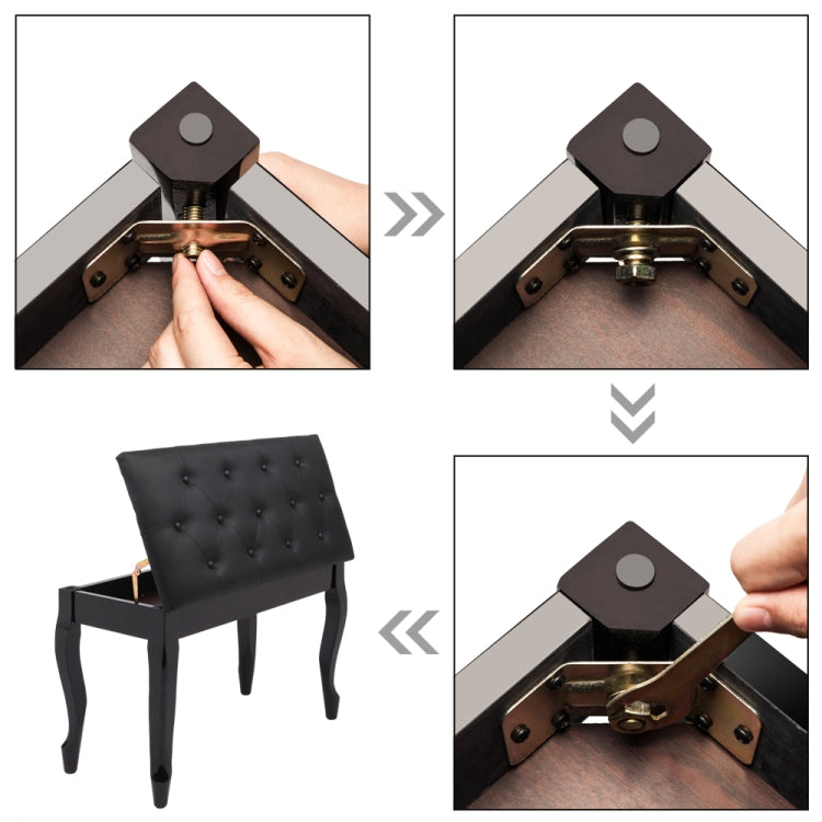 [US Warehouse] Curved Leg PU Leather Double Piano Stool with Bookcase, Size: 74.9 x 48 x 35cm