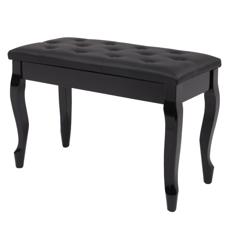 [US Warehouse] Curved Leg PU Leather Double Piano Stool with Bookcase, Size: 74.9 x 48 x 35cm