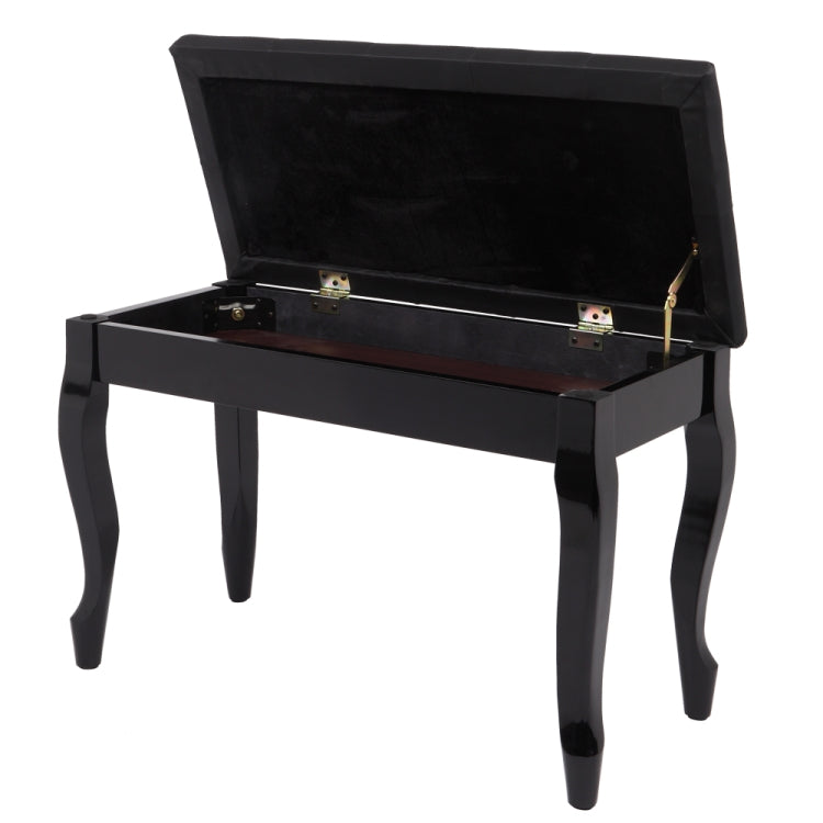 [US Warehouse] Curved Leg PU Leather Double Piano Stool with Bookcase, Size: 74.9 x 48 x 35cm