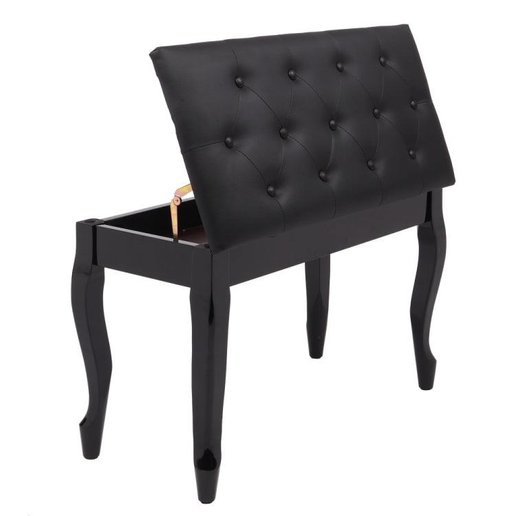 [US Warehouse] Curved Leg PU Leather Double Piano Stool with Bookcase, Size: 74.9 x 48 x 35cm