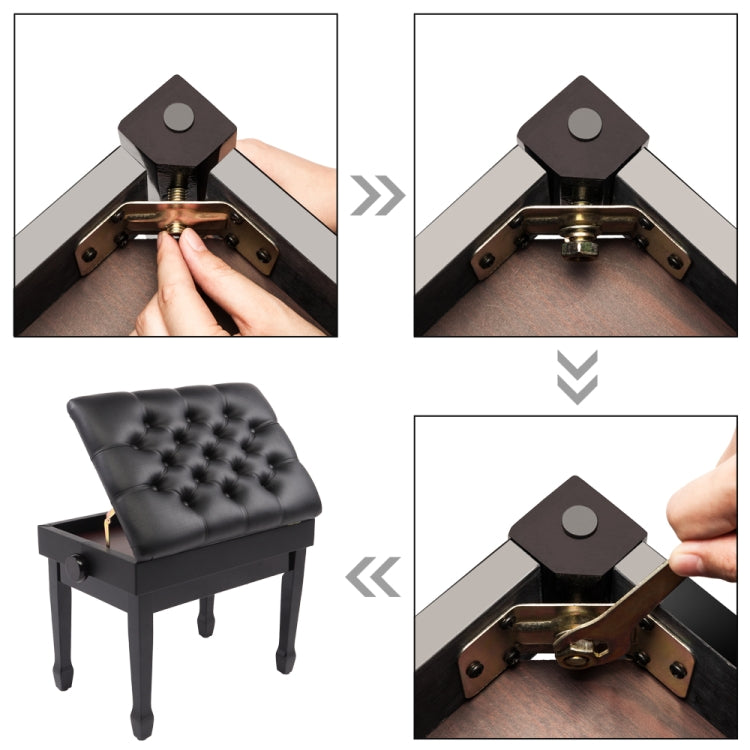 [US Warehouse] Lifting Adjustable PU Leather Double Piano Stool with Bookcase & Horseshoe Legs, Size: 72.9 x 46.5 x 39.6cm