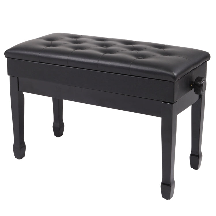 [US Warehouse] Lifting Adjustable PU Leather Double Piano Stool with Bookcase & Horseshoe Legs, Size: 72.9 x 46.5 x 39.6cm