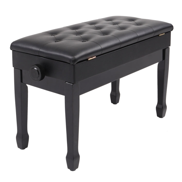 [US Warehouse] Lifting Adjustable PU Leather Double Piano Stool with Bookcase & Horseshoe Legs, Size: 72.9 x 46.5 x 39.6cm