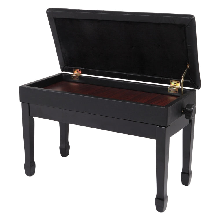 [US Warehouse] Lifting Adjustable PU Leather Double Piano Stool with Bookcase & Horseshoe Legs, Size: 72.9 x 46.5 x 39.6cm