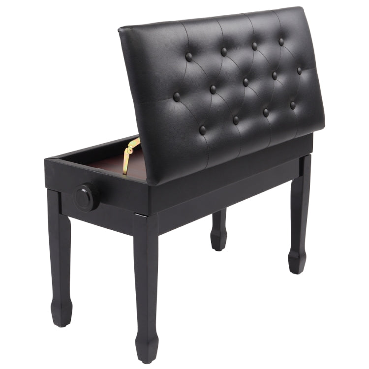[US Warehouse] Lifting Adjustable PU Leather Double Piano Stool with Bookcase & Horseshoe Legs, Size: 72.9 x 46.5 x 39.6cm