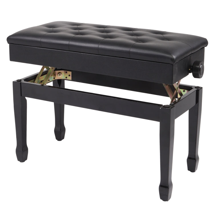 [US Warehouse] Lifting Adjustable PU Leather Double Piano Stool with Bookcase & Horseshoe Legs, Size: 72.9 x 46.5 x 39.6cm