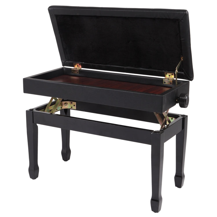 [US Warehouse] Lifting Adjustable PU Leather Double Piano Stool with Bookcase & Horseshoe Legs, Size: 72.9 x 46.5 x 39.6cm