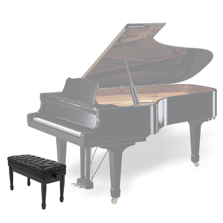 [US Warehouse] Lifting Adjustable PU Leather Double Piano Stool with Bookcase & Horseshoe Legs, Size: 73 x 40 x (48-58)cm