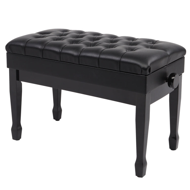 [US Warehouse] Lifting Adjustable PU Leather Double Piano Stool with Bookcase & Horseshoe Legs, Size: 73 x 40 x (48-58)cm
