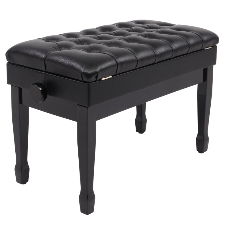 [US Warehouse] Lifting Adjustable PU Leather Double Piano Stool with Bookcase & Horseshoe Legs, Size: 73 x 40 x (48-58)cm