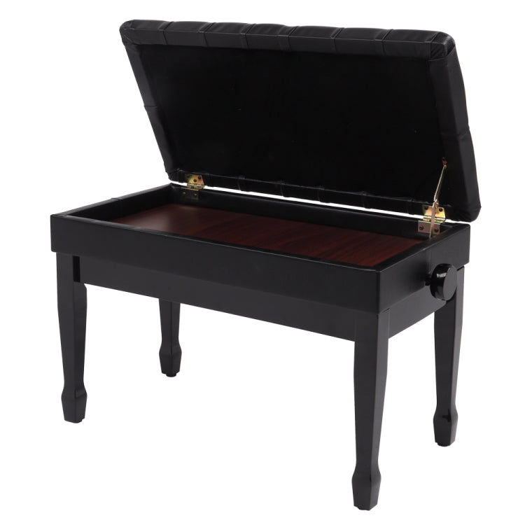 [US Warehouse] Lifting Adjustable PU Leather Double Piano Stool with Bookcase & Horseshoe Legs, Size: 73 x 40 x (48-58)cm