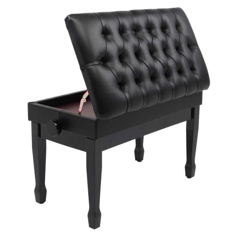 [US Warehouse] Lifting Adjustable PU Leather Double Piano Stool with Bookcase & Horseshoe Legs, Size: 73 x 40 x (48-58)cm