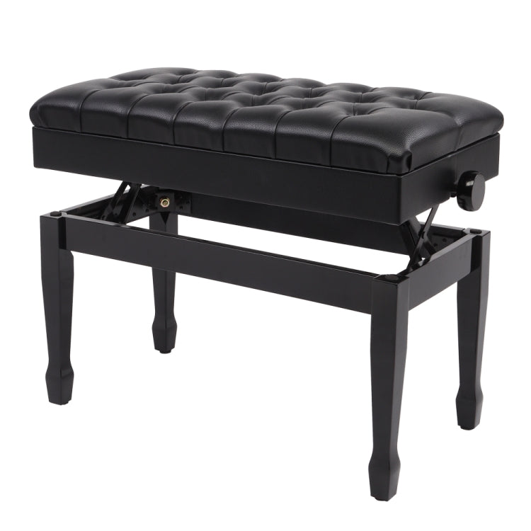 [US Warehouse] Lifting Adjustable PU Leather Double Piano Stool with Bookcase & Horseshoe Legs, Size: 73 x 40 x (48-58)cm