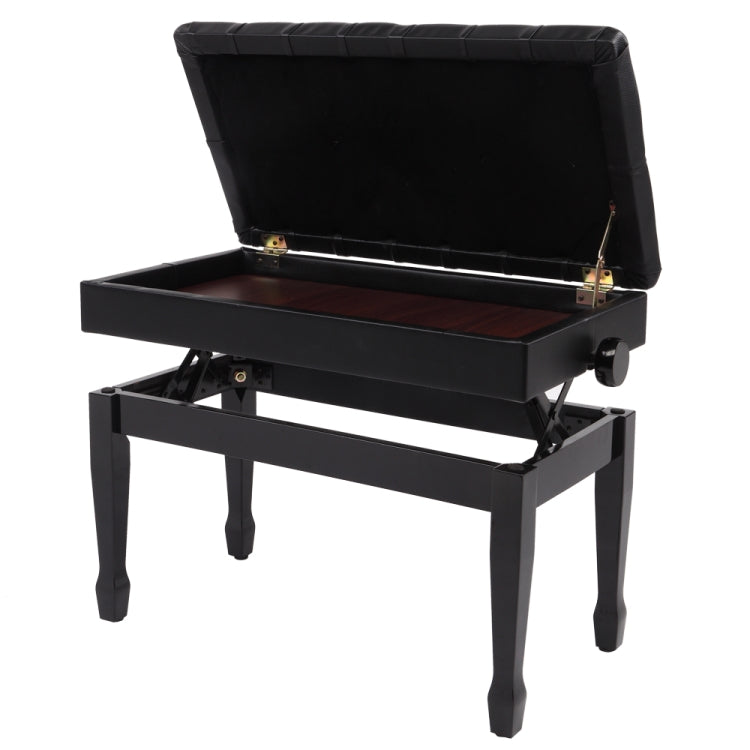 [US Warehouse] Lifting Adjustable PU Leather Double Piano Stool with Bookcase & Horseshoe Legs, Size: 73 x 40 x (48-58)cm
