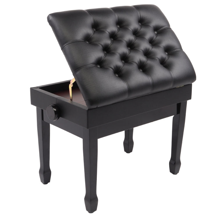 [US Warehouse] Lifting Adjustable PU Leather Single Piano Stool with Bookcase & Horseshoe Legs, Size: 72.9 x 45.5 x 34cm