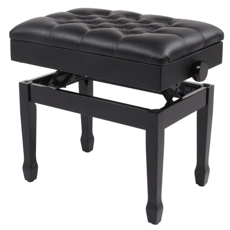 [US Warehouse] Lifting Adjustable PU Leather Single Piano Stool with Bookcase & Horseshoe Legs, Size: 72.9 x 45.5 x 34cm