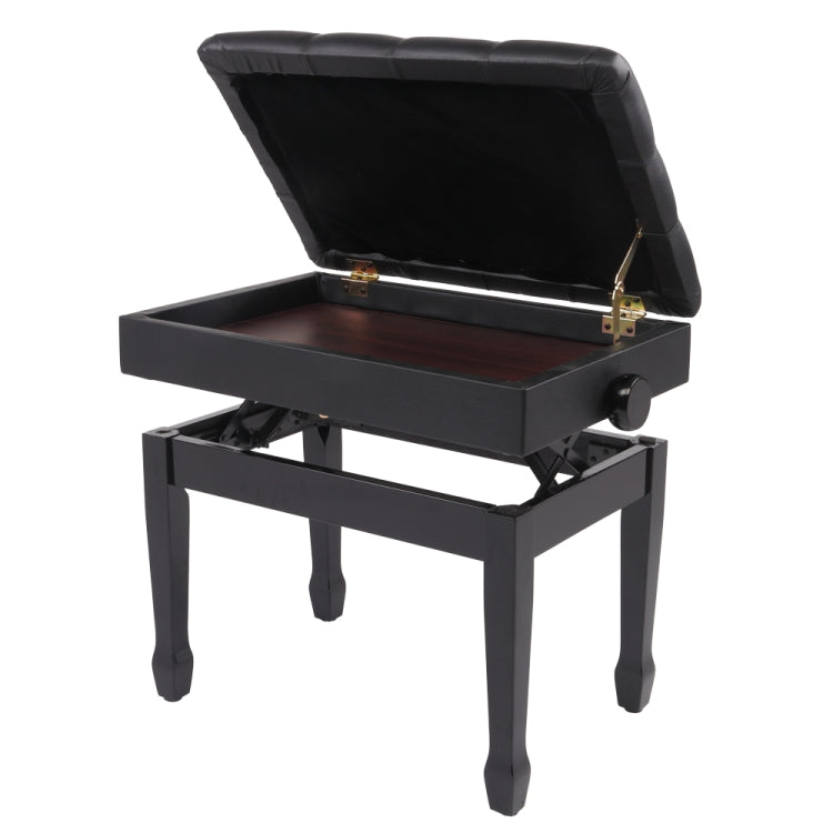 [US Warehouse] Lifting Adjustable PU Leather Single Piano Stool with Bookcase & Horseshoe Legs, Size: 72.9 x 45.5 x 34cm
