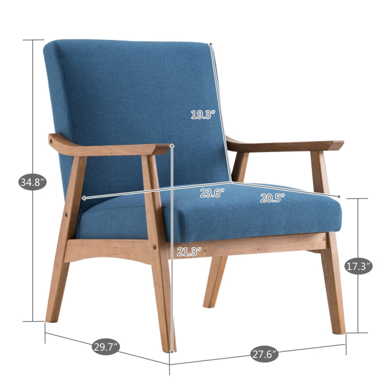 [US Warehouse] Retro Single Sofa Chairs without Pull Buckle, with Armrests & Solid Wooden Feet, Size: 88.4 x 75.4 x 70.1cm