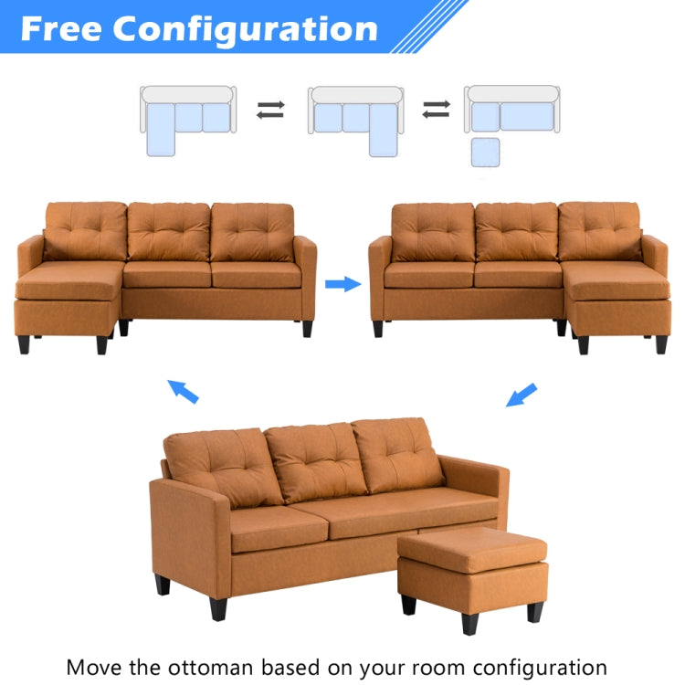 [US Warehouse] Fabric Lazy Sofa Multifunctional Free Combination Three-seat Sofa Bed, Size: 195.6 x 126 x 88cm