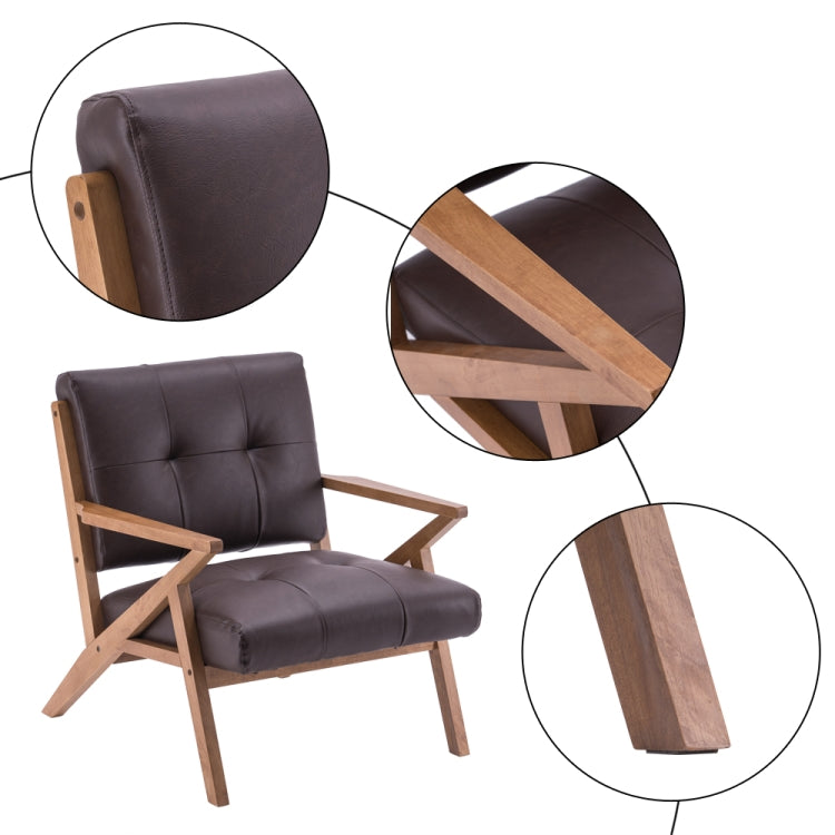 [US Warehouse] Solid Wood K-shaped Retro Single Sofa Chairs Suede Chairs, Size: 78.7 x 78 x 73.4cm