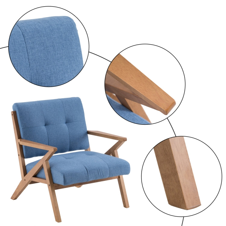 [US Warehouse] Solid Wood K-shaped Retro Single Sofa Chairs Fabric Chairs, Size: 78.7 x 78 x 73.4cm