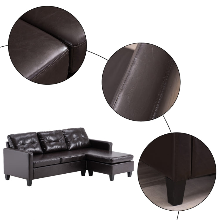 [US Warehouse] PU Leather Lazy Sofa Multifunctional Free Combination Three-seat Sofa Bed, Size: 195.6 x 126 x 88cm(Dark Brown)